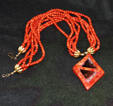 Red Coral Pendant Necklace Vintage