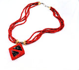 Red Coral Pendant Necklace Vintage