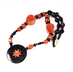 Red Coral Star Pendant Necklace Vintage