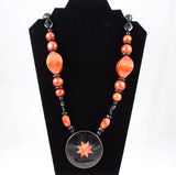 Red Coral Star Pendant Necklace Vintage