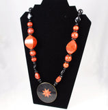 Red Coral Star Pendant Necklace Vintage