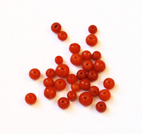 Italian Red Coral Round Beads - All Natural