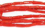 Italian Red Coral Tube Beads - All Natural 