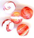 Frosted Red Swirl Glass Beads