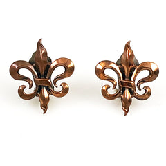 Renoir Copper Fleur de Lis Clip On Earrings