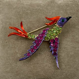 Colorful Enamel & Rhinestone Bird Brooch