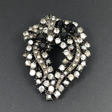 Japanned Rhinestone Brooch Vintage