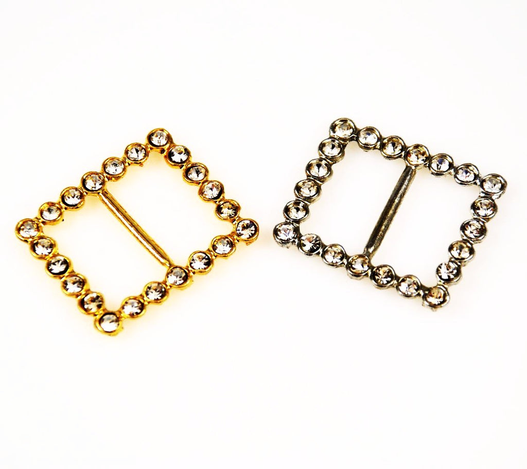 Rhinestone Buckles Gold & Silver Rectangular