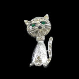 Rhinestone Cat Brooch Vintage