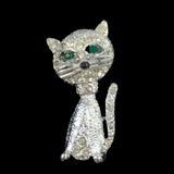 Rhinestone Cat Brooch Vintage