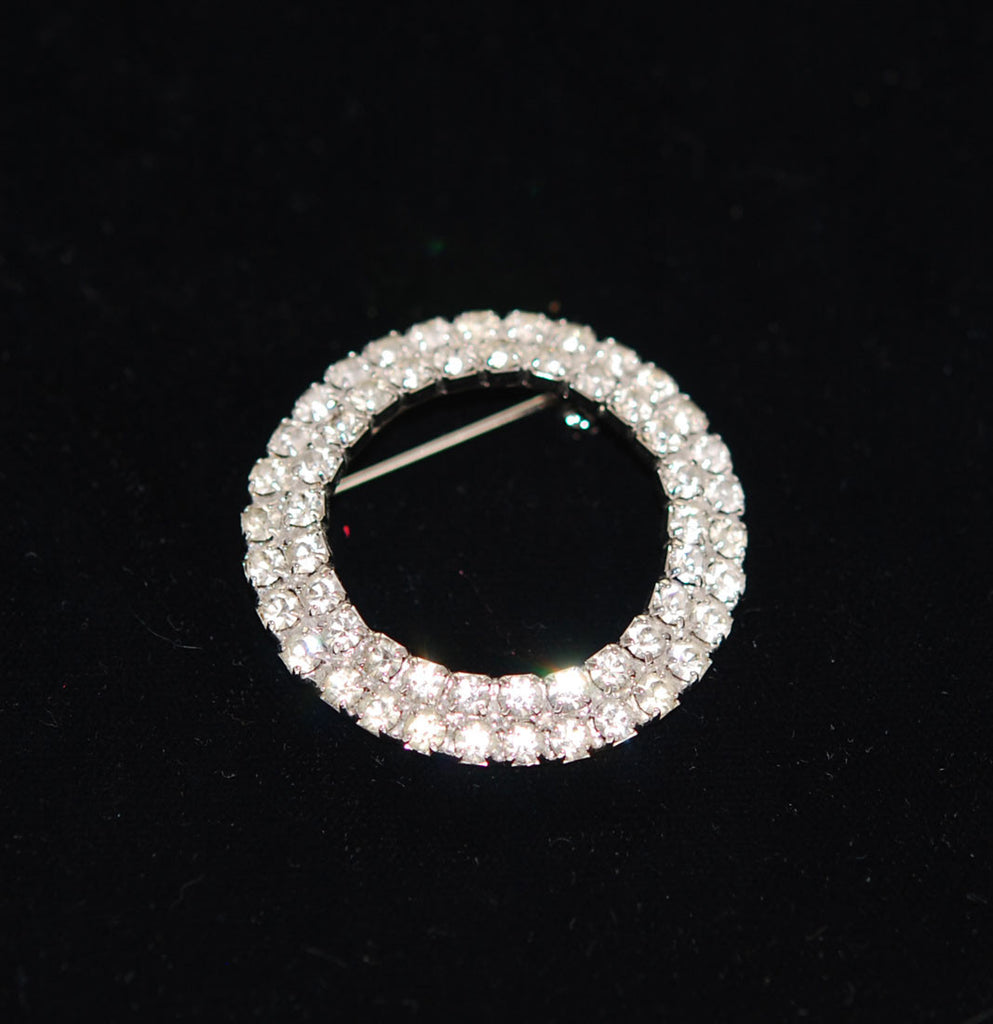 Rhinestone Classic Circle Brooch Vintage