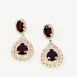 Ruby Red Rhinestone Drop Earrings