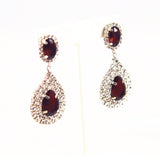 Vintage Ruby Red Rhinestone Drop Earrings