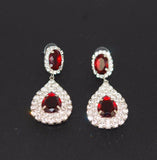 Ruby Red Rhinestone Drop Earrings