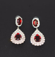 Ruby Red Rhinestone Drop Earrings