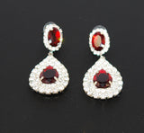 Ruby Red Rhinestone Drop Earrings Vintage