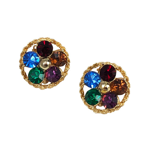 Colorful Rhinestone Gold Earrings