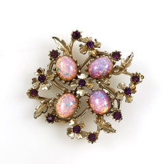 Opal Rhinestone Brooch Vintage