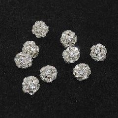 Silver Plated Full Crystal AB Rhinestone Balls 4, 6 or 8mm - 6 beads