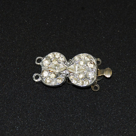 Rhinestone Bow Clasp Vintage Double Strand 