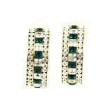 Elegant Emerald Rhinestone Hoop Earrings