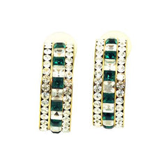Elegant Emerald Rhinestone Hoops