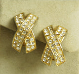 Elegant Rhinestone Criss Cross "X" Earrings