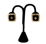 Black Enamel & Pave Rhinestone Clip on Earrings Vintage