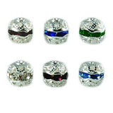 Silver & Sapphire Rhinestone Beads (6)