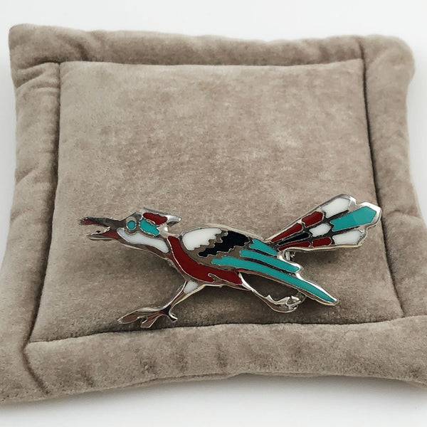Roadrunner Enamel Brooch Vintage Estatebeads