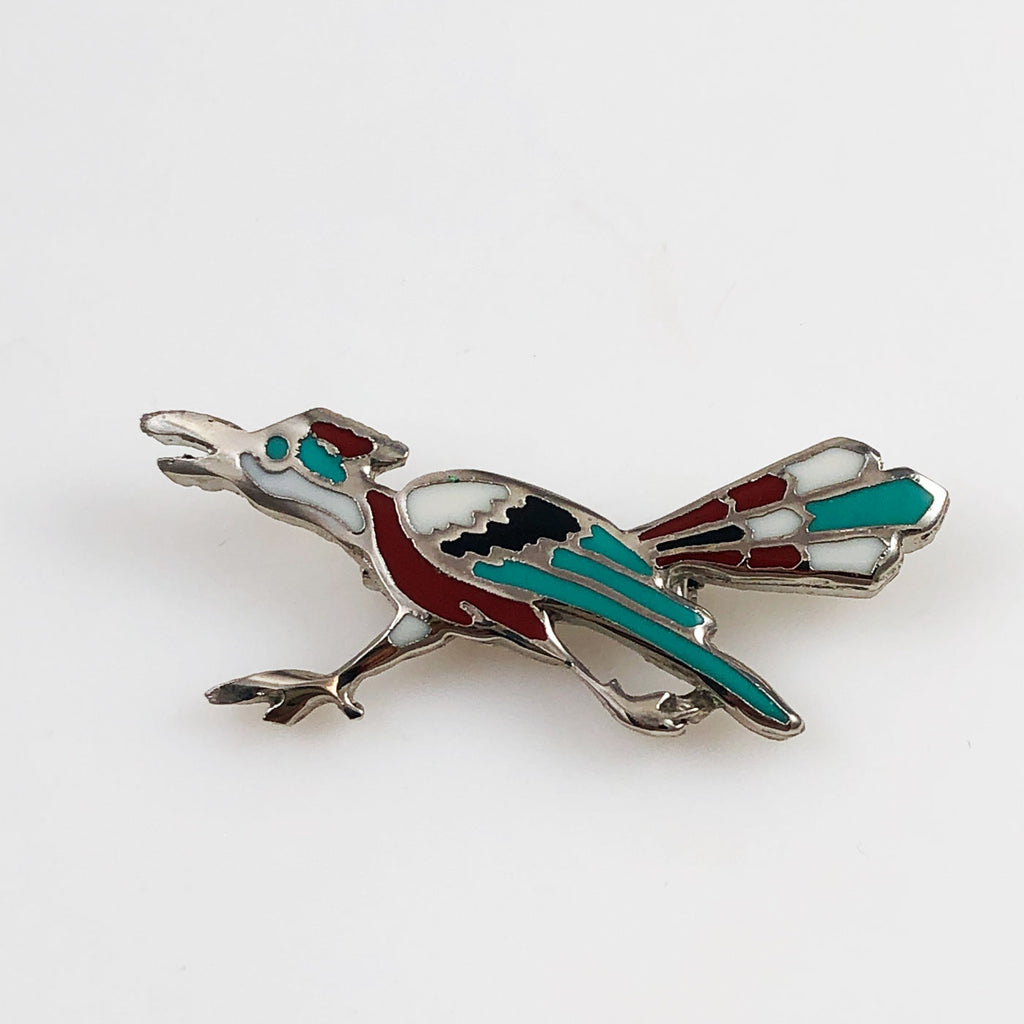 Roadrunner Enamel Brooch Vintage