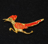 Roadrunner Rhinestone Brooch Vintage