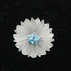 Rock Crystal & Aquamarine White Gold Floral Brooch & Pendant
