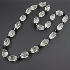 Art Deco Carved Rock Crystal Quartz Beaded Necklace