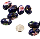 Large Cloisonne Cobalt Blue Oval Beads 23x15mm