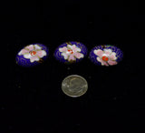 Large Cloisonne Cobalt Blue Oval Beads 23x15mm