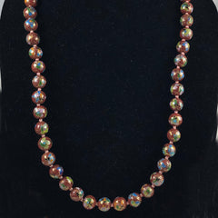 Rust Cloisonne Beaded Necklace Vintage