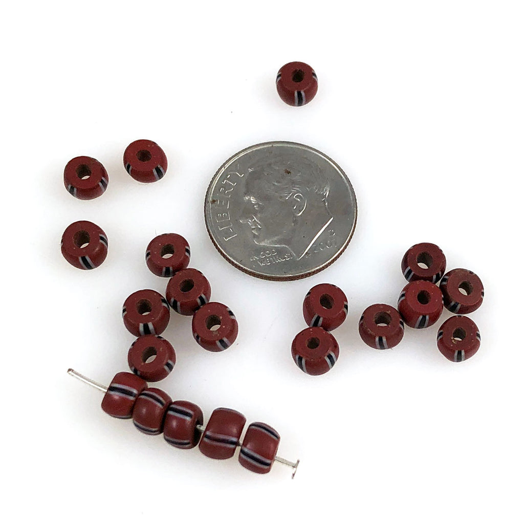 Rust striped trade beads