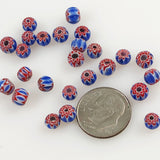 Red, Blue & White Chevron Beads 6 Layer- Vintage Italian (6)