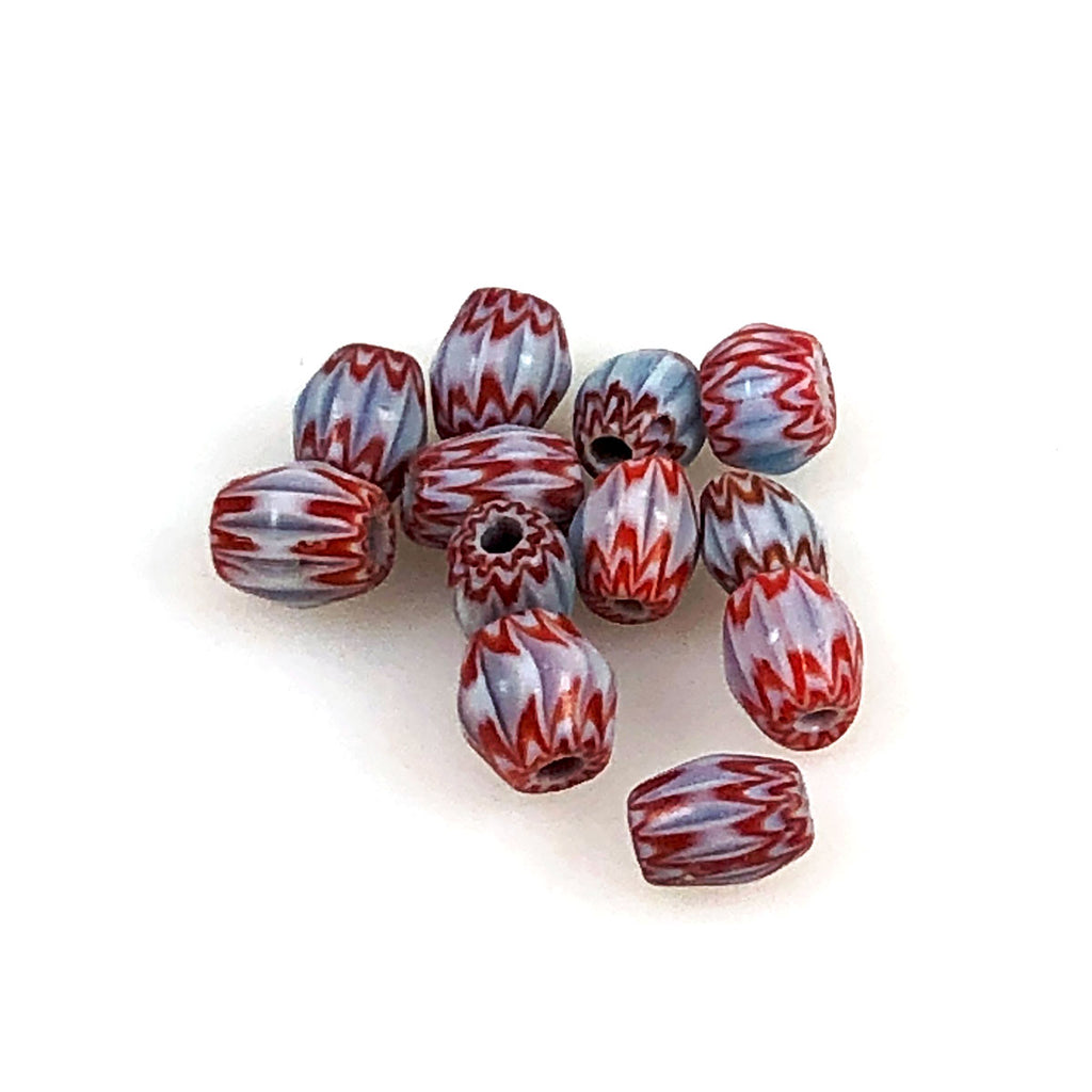 Fine vintage Opaque Yellow Red Chevron 4mm glass beads Trade Beads-Ghana