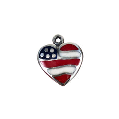 Sterling & Enamel Flag Heart Charm