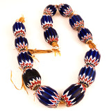 Large blue chevron trade beads