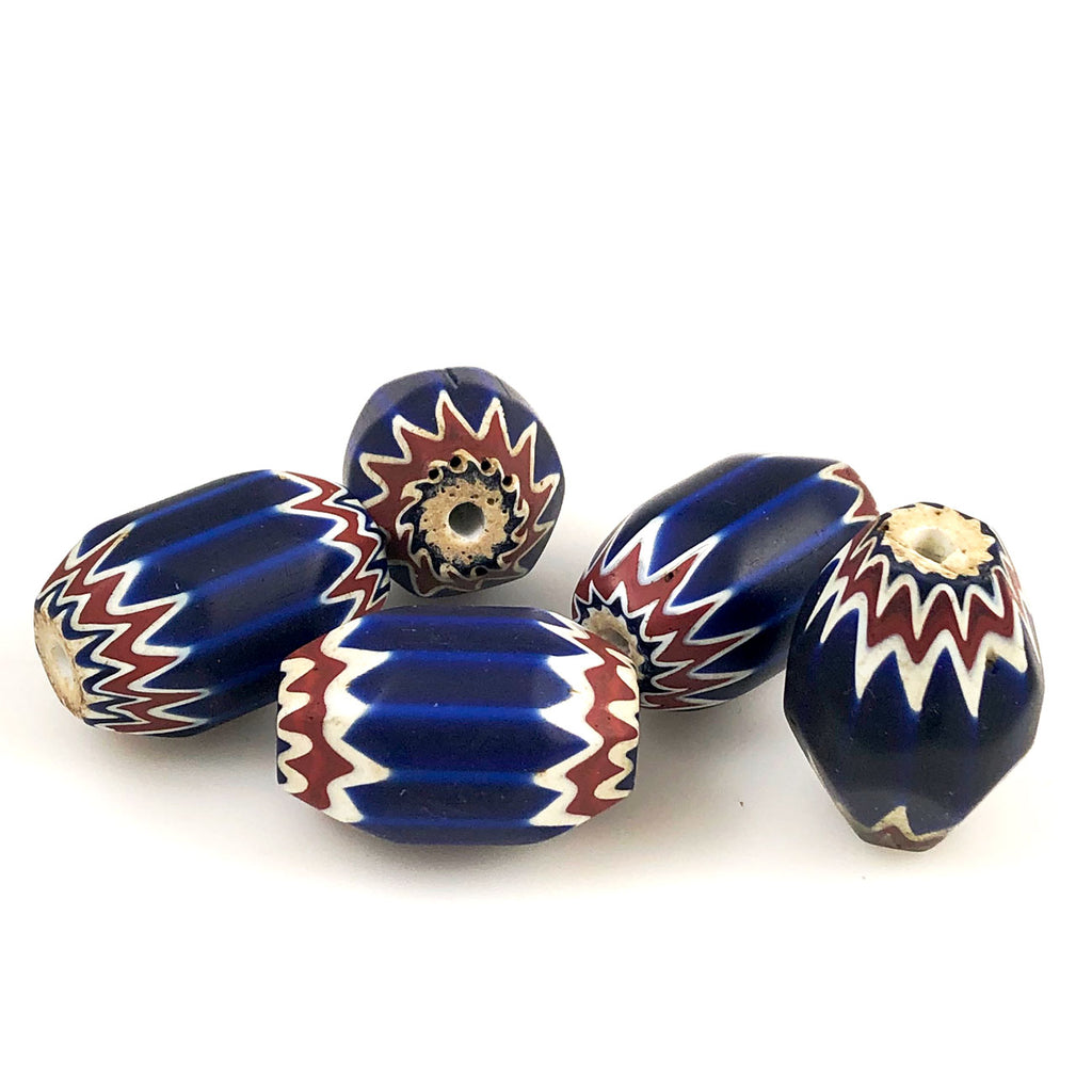 Large blue chevron trade beads