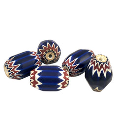 Large Red White Blue Chevron Beads