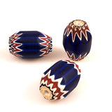 Large red white blue chevron trade beads