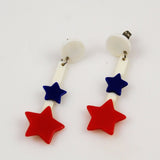 Patriotic Star Lucite Earrings 1960's