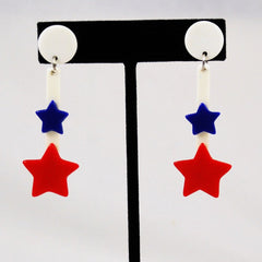 Patriotic Star Lucite Earrings 1940's WWII