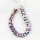 Blue, White and Red Chevron Awale Beads Vintage Italian (12)