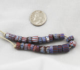 Blue, White and Red Chevron Awale Beads Vintage Italian (12)