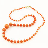 Antique Salmon Coral & Pearl Bead Necklace Victorian